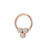 Tri Bezel - 14K Gold 3 Stone Fixed Bead Ring - piercing - zone.com
