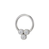 Tri Bezel - 14K Gold 3 Stone Fixed Bead Ring - piercing - zone.com