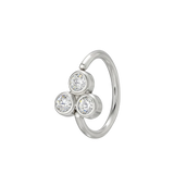 Tri Bezel - 14K Gold 3 Stone Fixed Bead Ring - piercing - zone.com