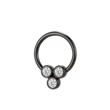 Tri Bezel - 14K Gold 3 Stone Fixed Bead Ring - piercing - zone.com