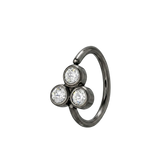 Tri Bezel - 14K Gold 3 Stone Fixed Bead Ring - piercing - zone.com