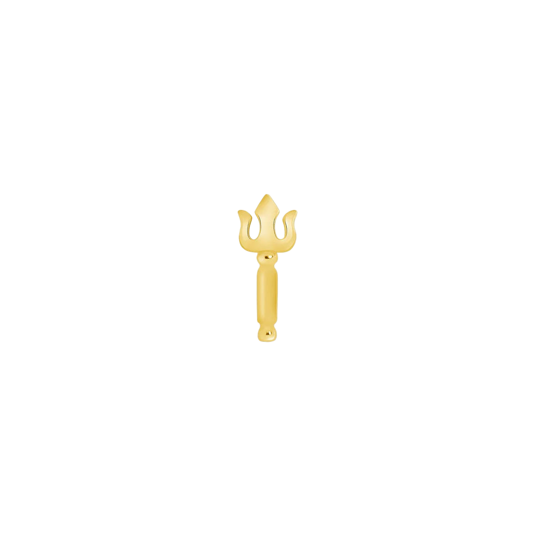 Sculptural Trident Design in Yellow Gold – Close-Up