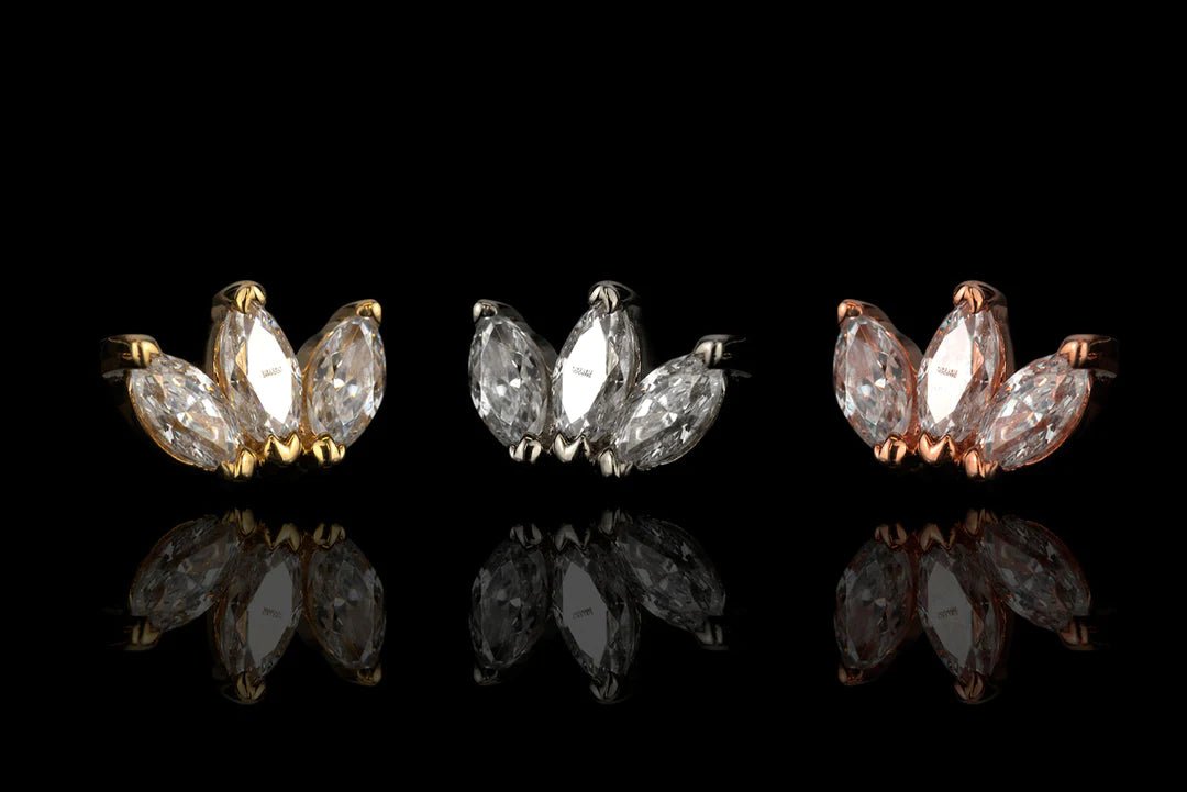 TRIPLE MARQUISE CZ-14K GOLD piercing-zone.com