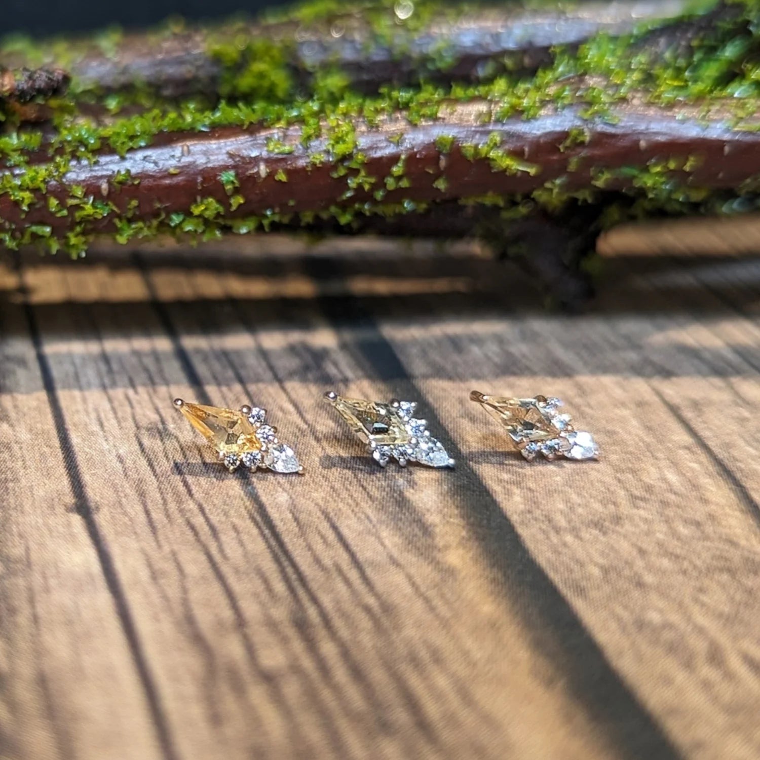 Afterglow – Citrine & CZ Kite – 14K Gold Threadless End