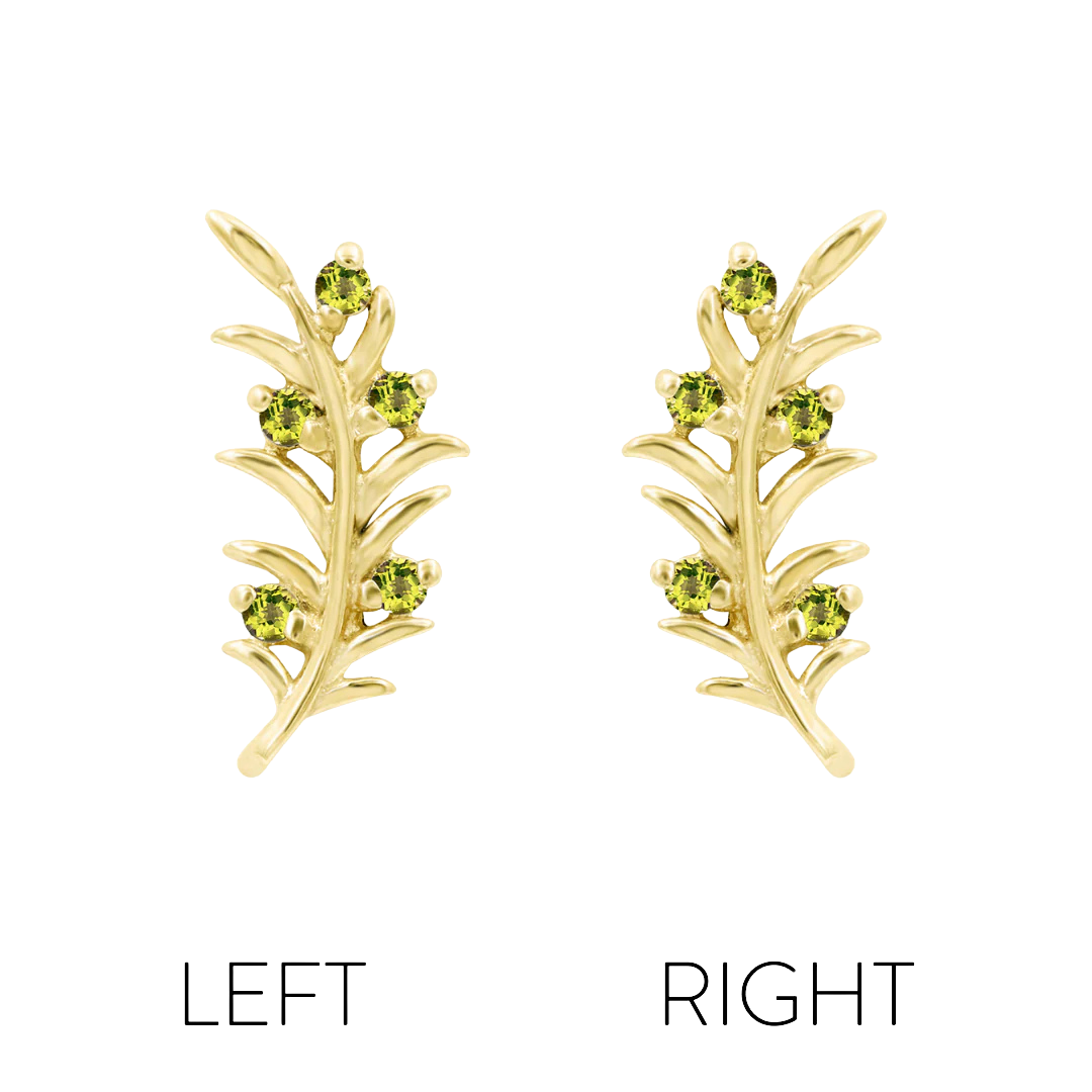 Olive Branch – Peridot CZ Curve – 14K Gold Threadless End