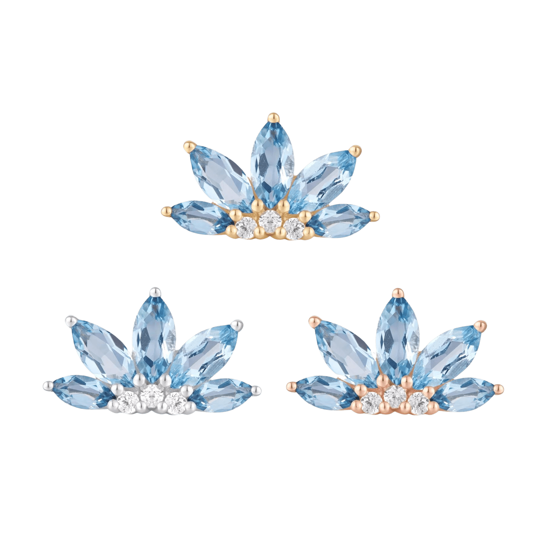 Valentina London Blue Topaz Threadless End – 14K Gold & CZ
