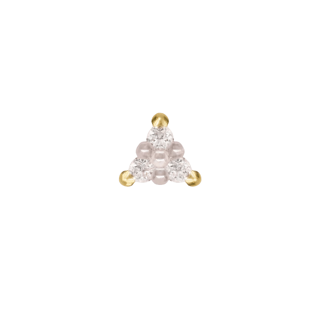 Vibe triangle diamond threadless end in 14k yellow gold – front view

