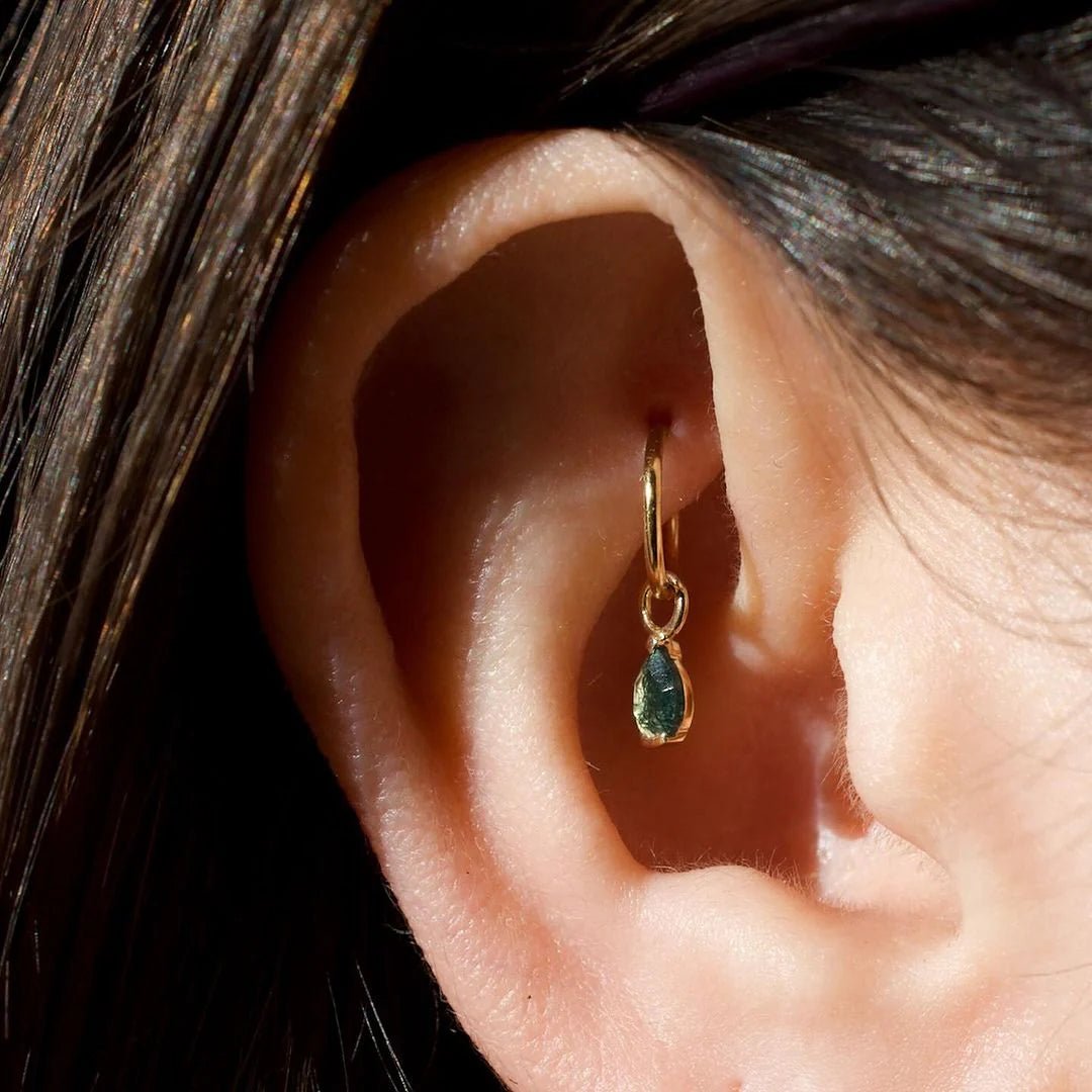 Ursula II – 14K Gold & Moss Agate Threadless End