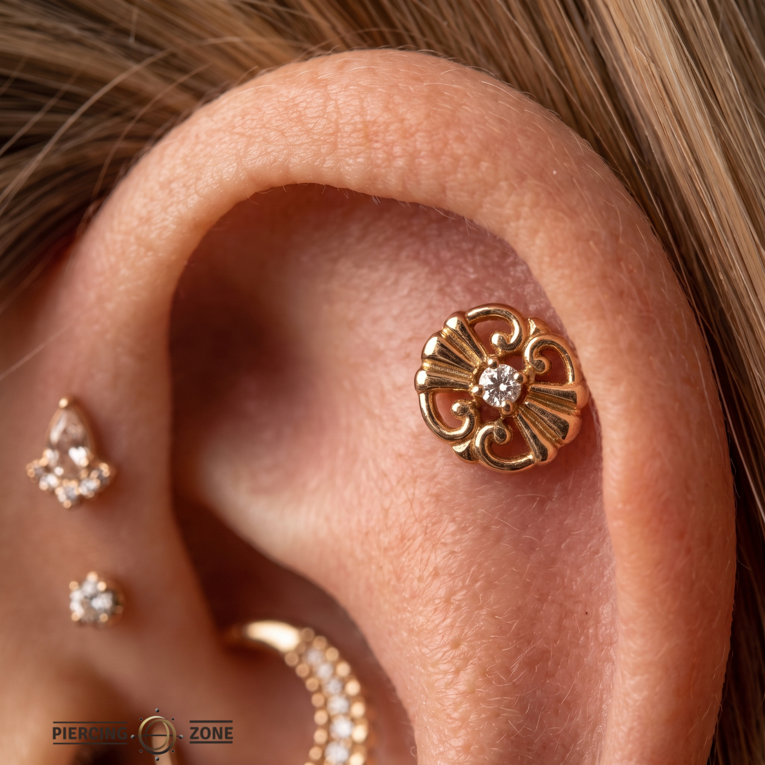 Whiskers Stone – 14K Gold Threadless/Threaded End