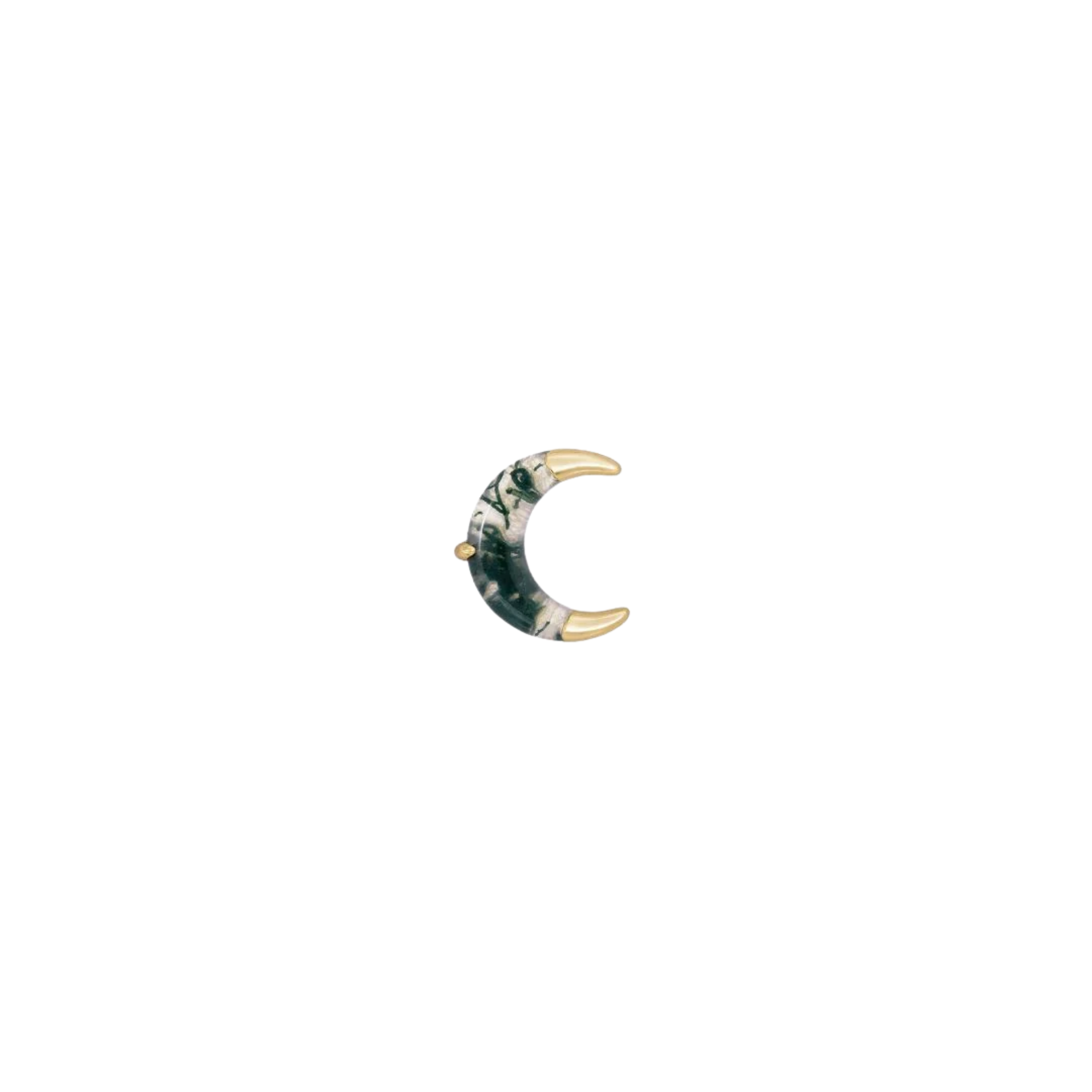 Witching Hour Moss Agate – 14K Gold Threadless End - piercing-zone.com