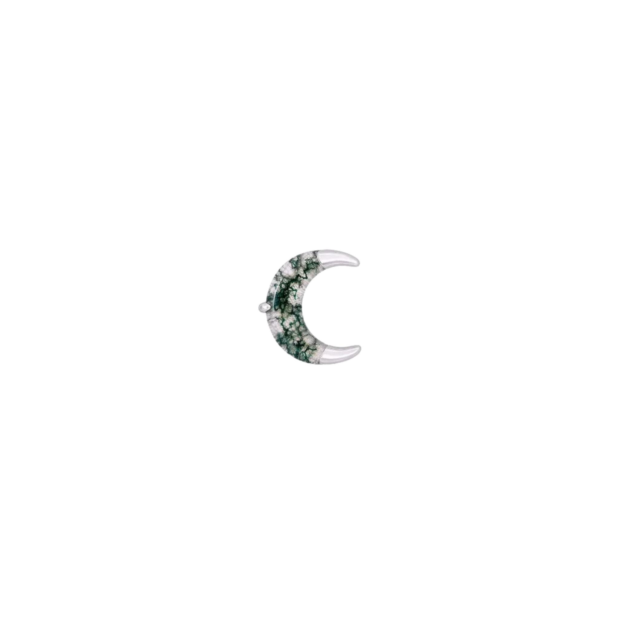 Witching Hour Moss Agate – 14K Gold Threadless End - piercing-zone.com