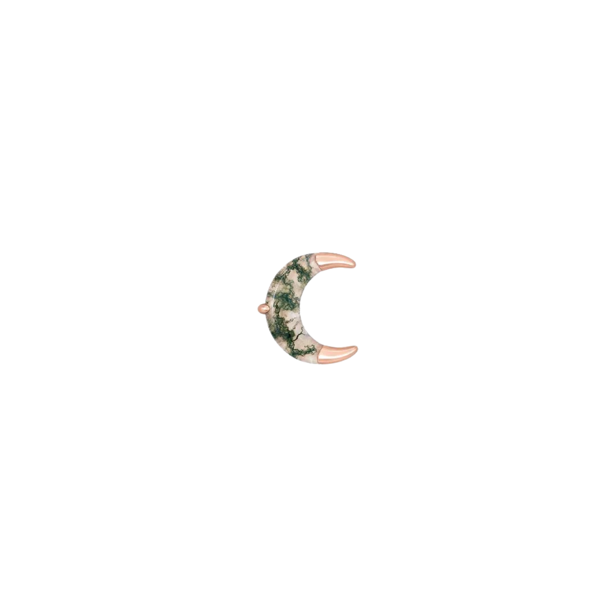 Witching Hour Moss Agate – 14K Gold Threadless End - piercing-zone.com