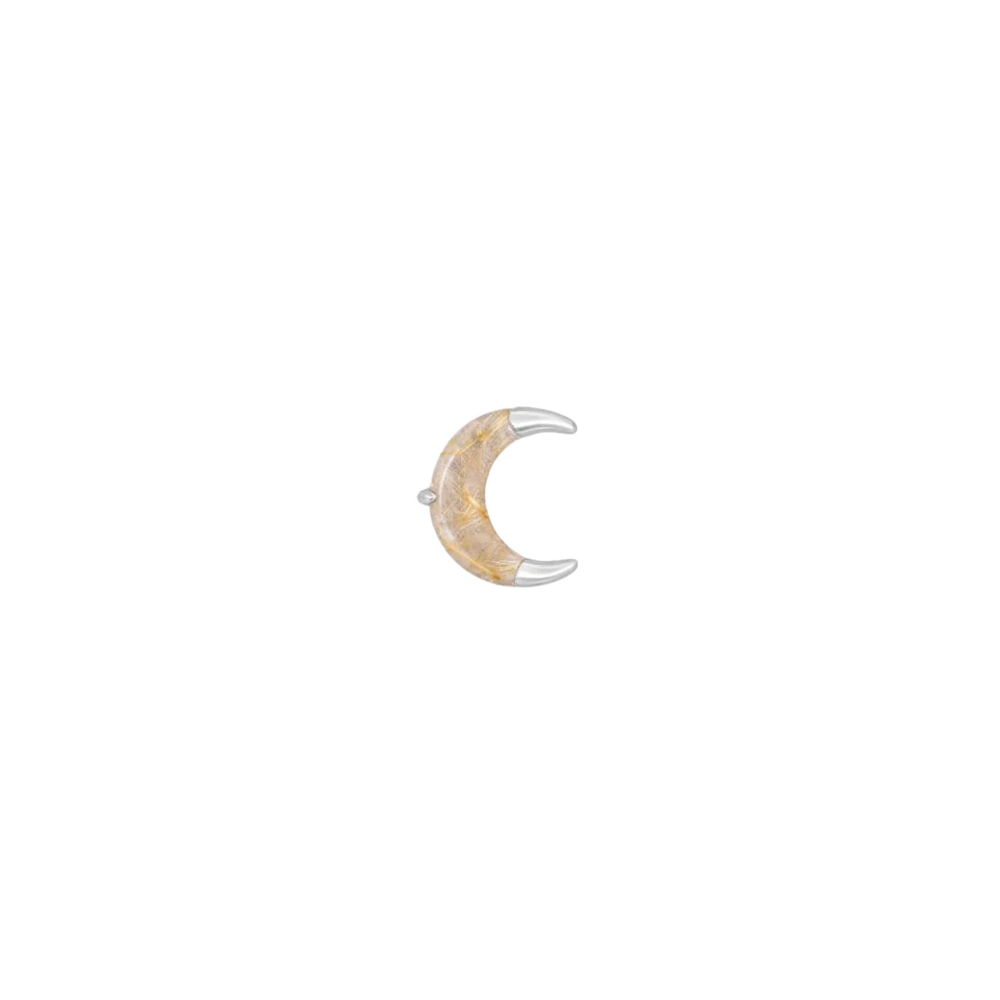 Witching Hour Rutilated Quartz – 14K Gold Threadless End - piercing-zone.com
