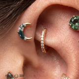 Witching Hour Moss Agate – 14K Gold Threadless End