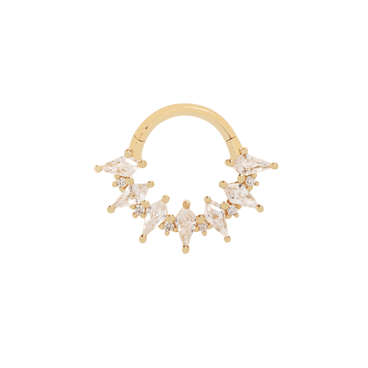 Wonderland CZ Clicker – 14K Gold Kite-Cut Gemstone Ring