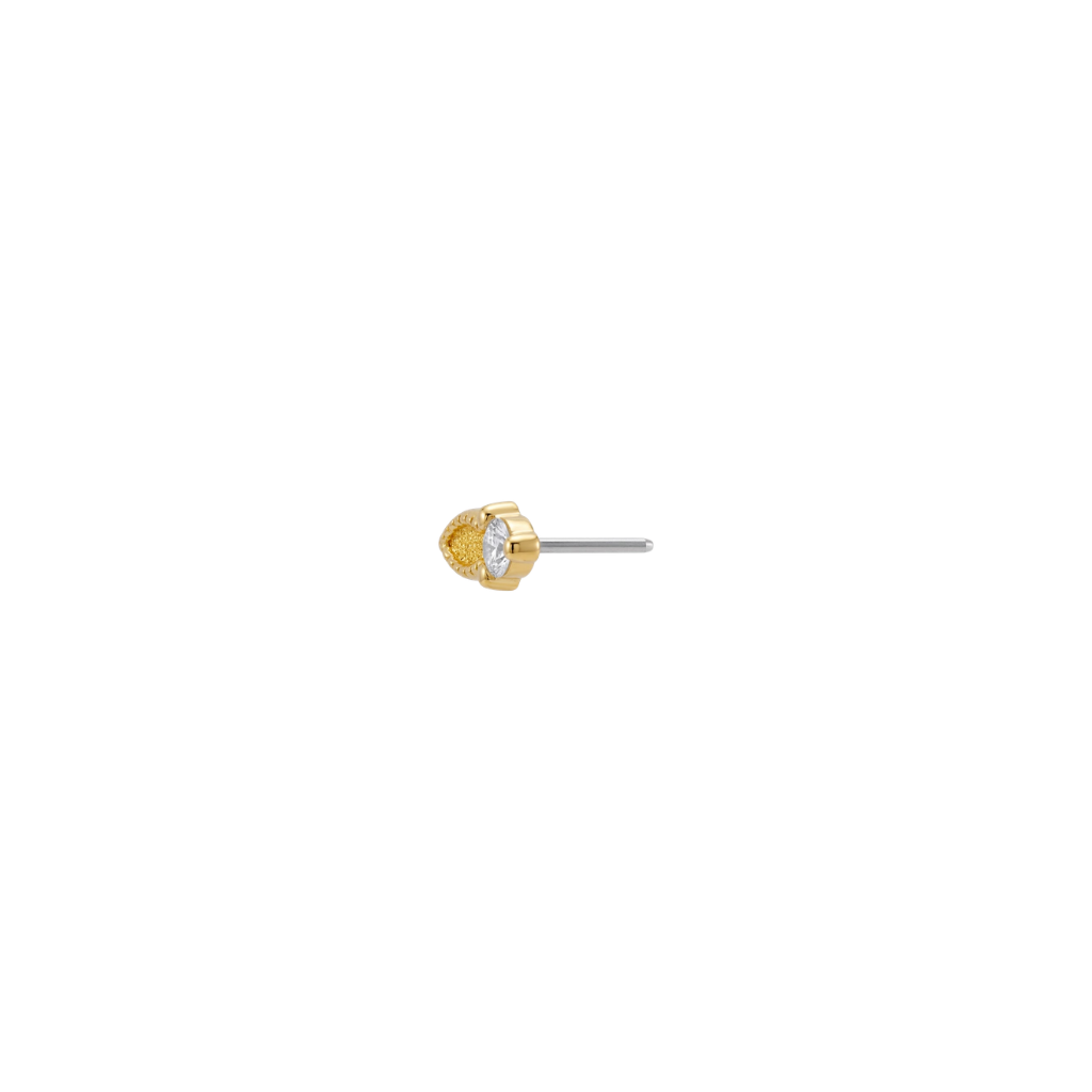 Xiphos - 18K Gold Gem Threadless/Threaded End - piercing - zone.com