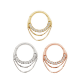 TEMPESTE - CZ - SOLID 14KT GOLD CHAIN CLICKER piercing-zone.com