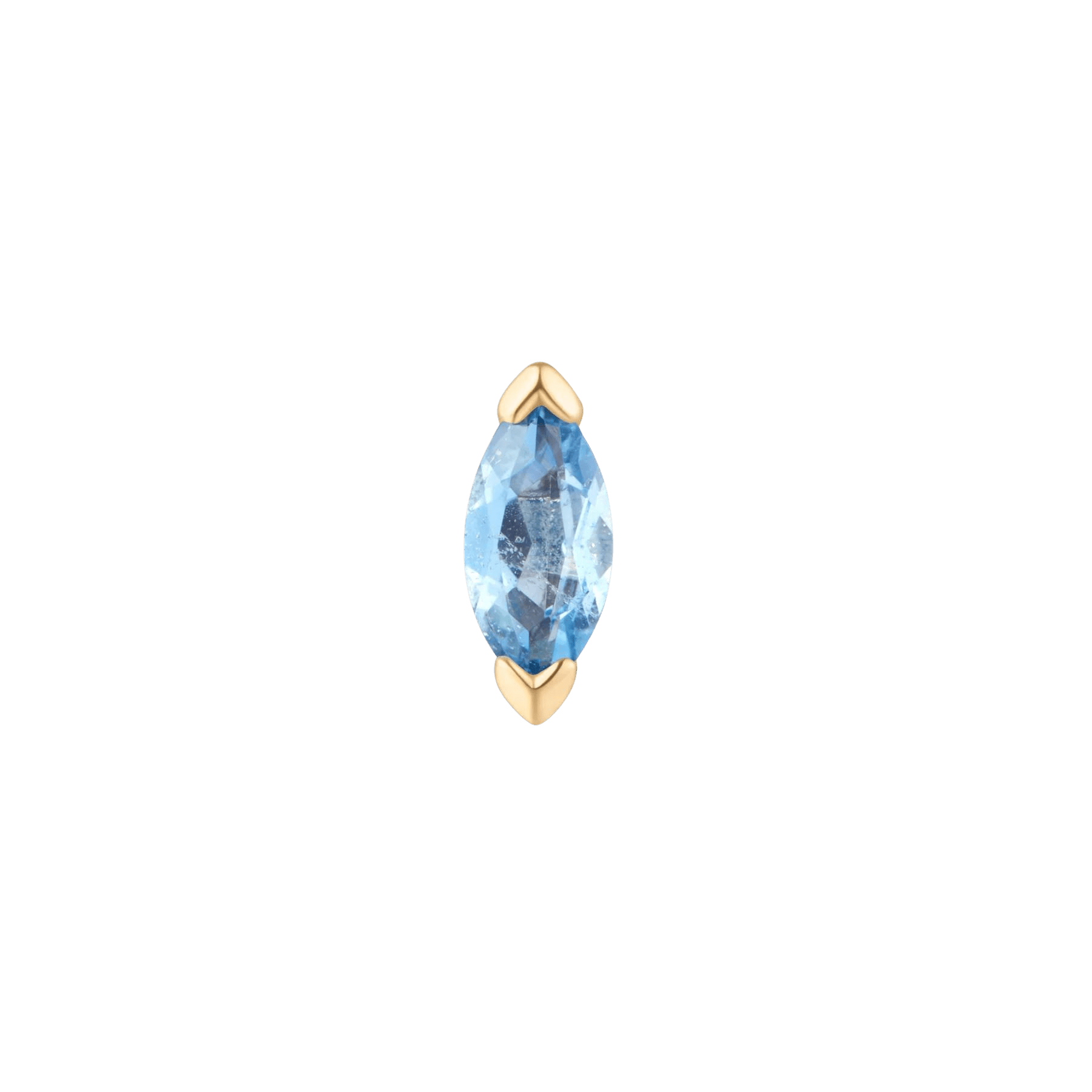 Zuri London Blue Topaz Threadless End – 14K Gold Marquise Gem