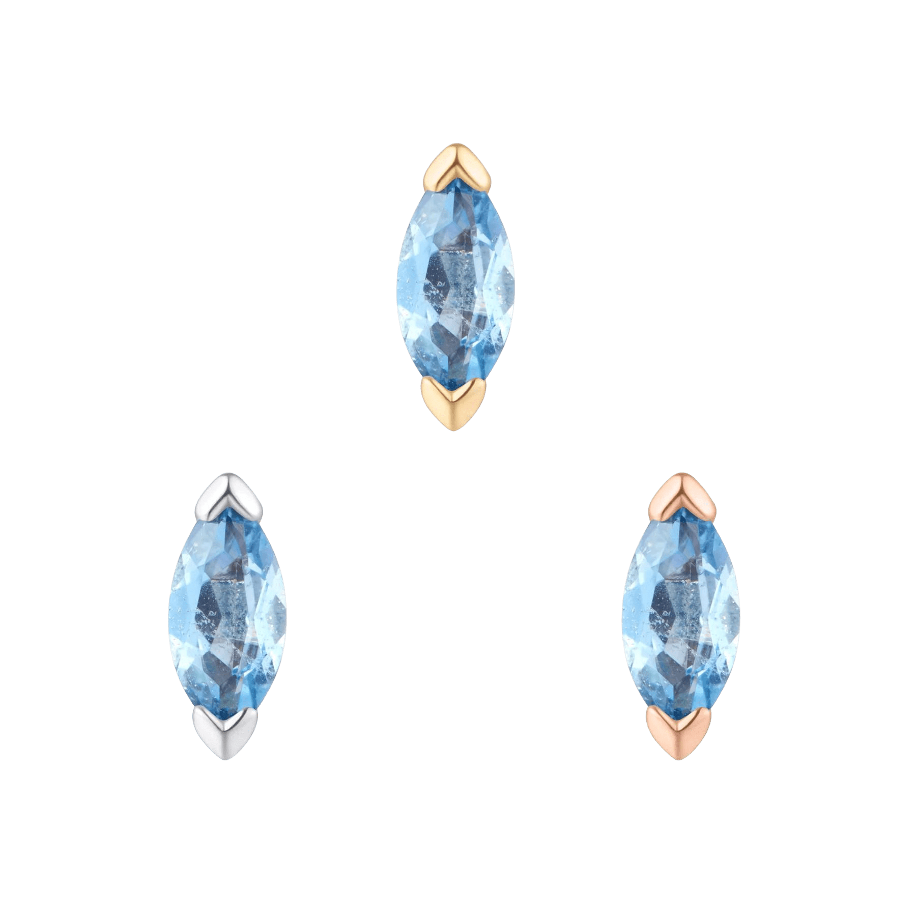 Zuri London Blue Topaz Threadless End – 14K Gold Marquise Gem