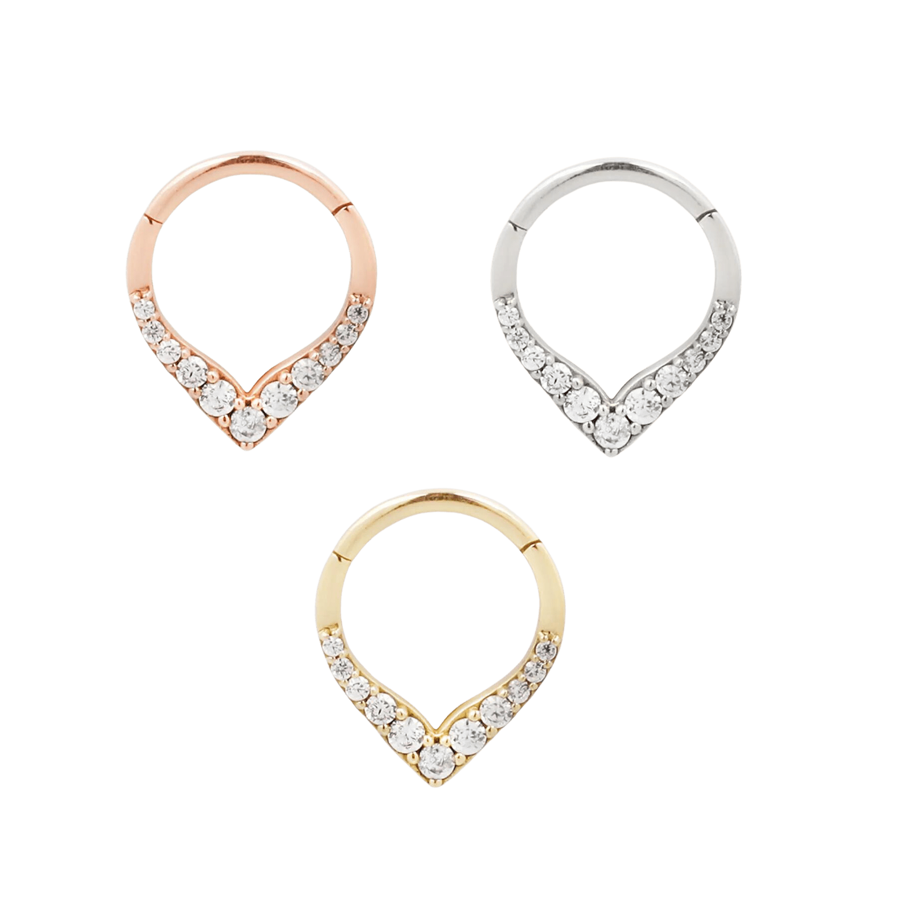 RISE + SHINE - CZ - SOLID 14KT GOLD CLICKER piercing-zone.com