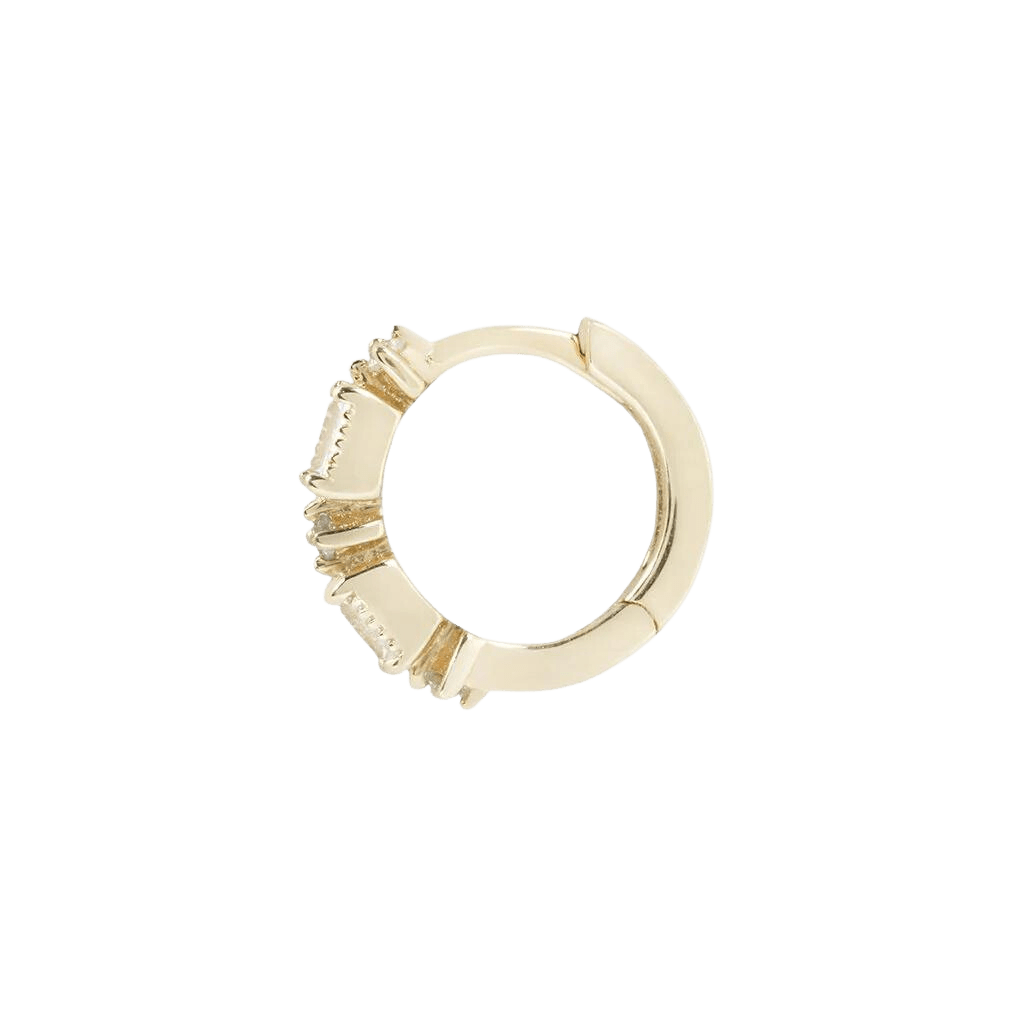 EUPHORIA - WHITE SAPPHIRE - SOLID 14KT GOLD HUGGIE piercing-zone.com
