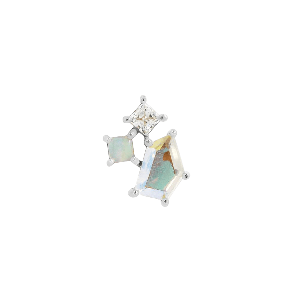 LYRA - MERCURY MIST TOPAZ + OPAL + CZ - THREADLESS END piercing-zone.com