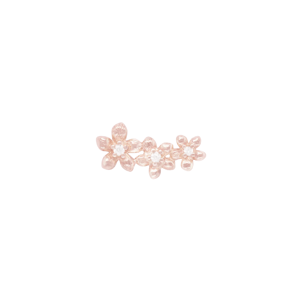 Gaia Flower CZ Threadless End – 14K Gold Support Piece