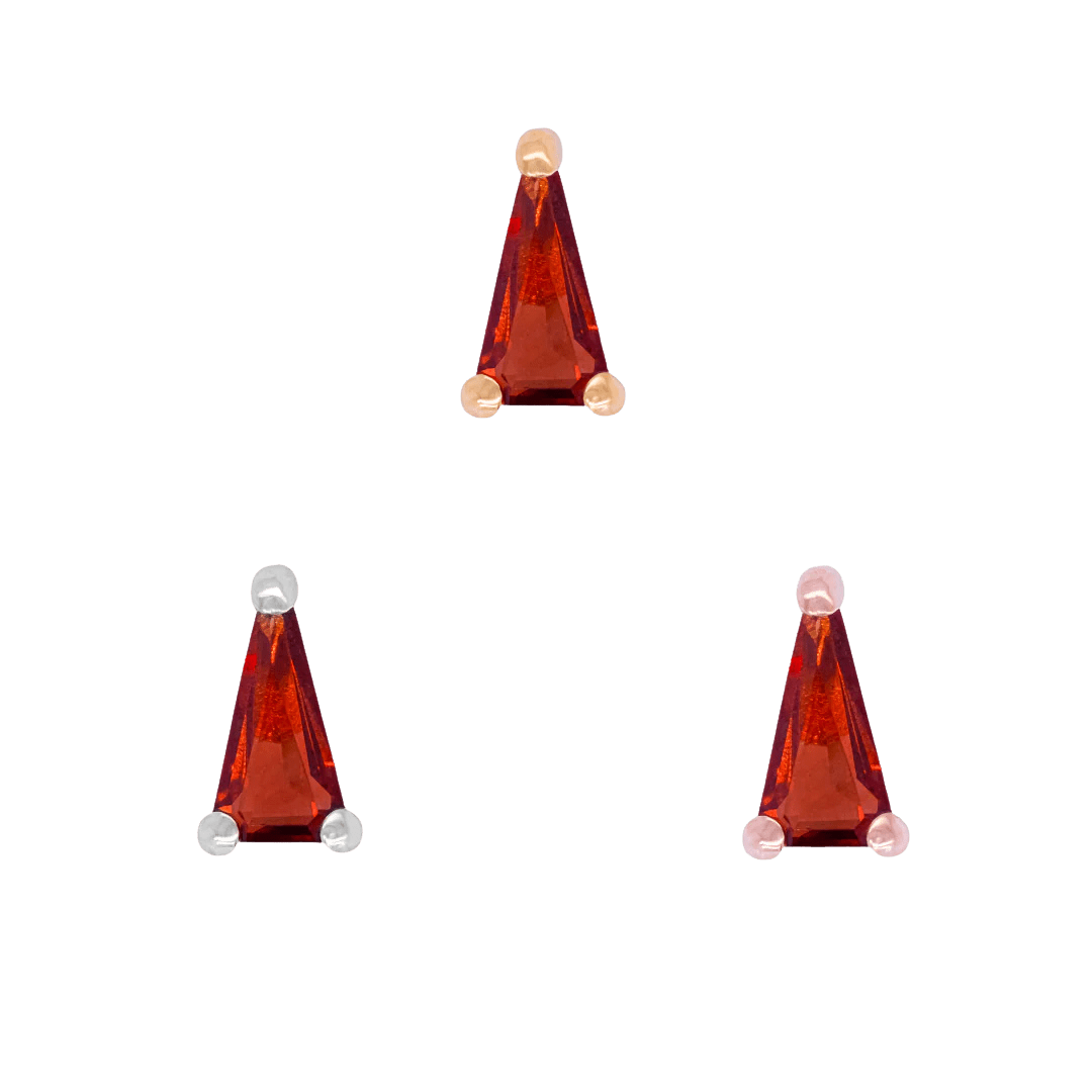 Seek Garnet Threadless End – 14K Gold & Triangle-Cut Gemstone