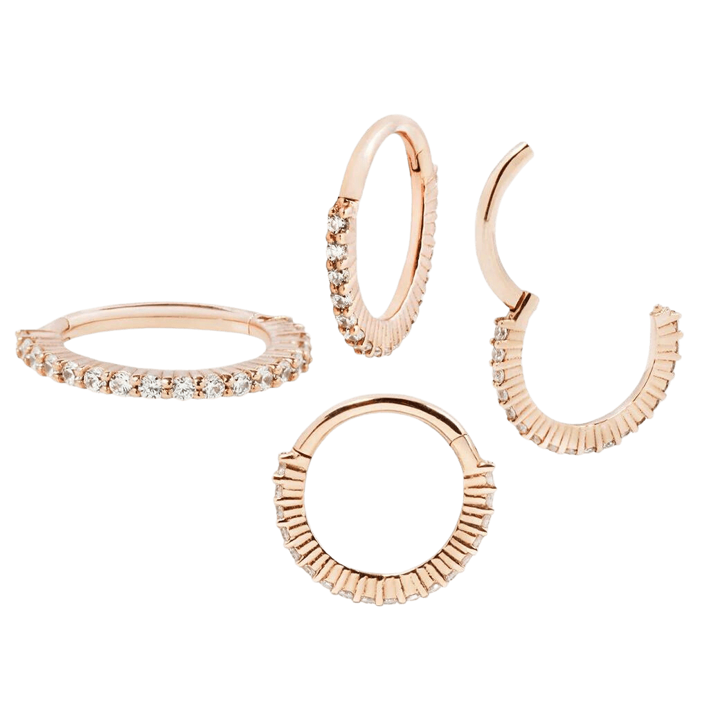 RADIANT 18G - CZ - SOLID 14KT GOLD CLICKER piercing-zone.com
