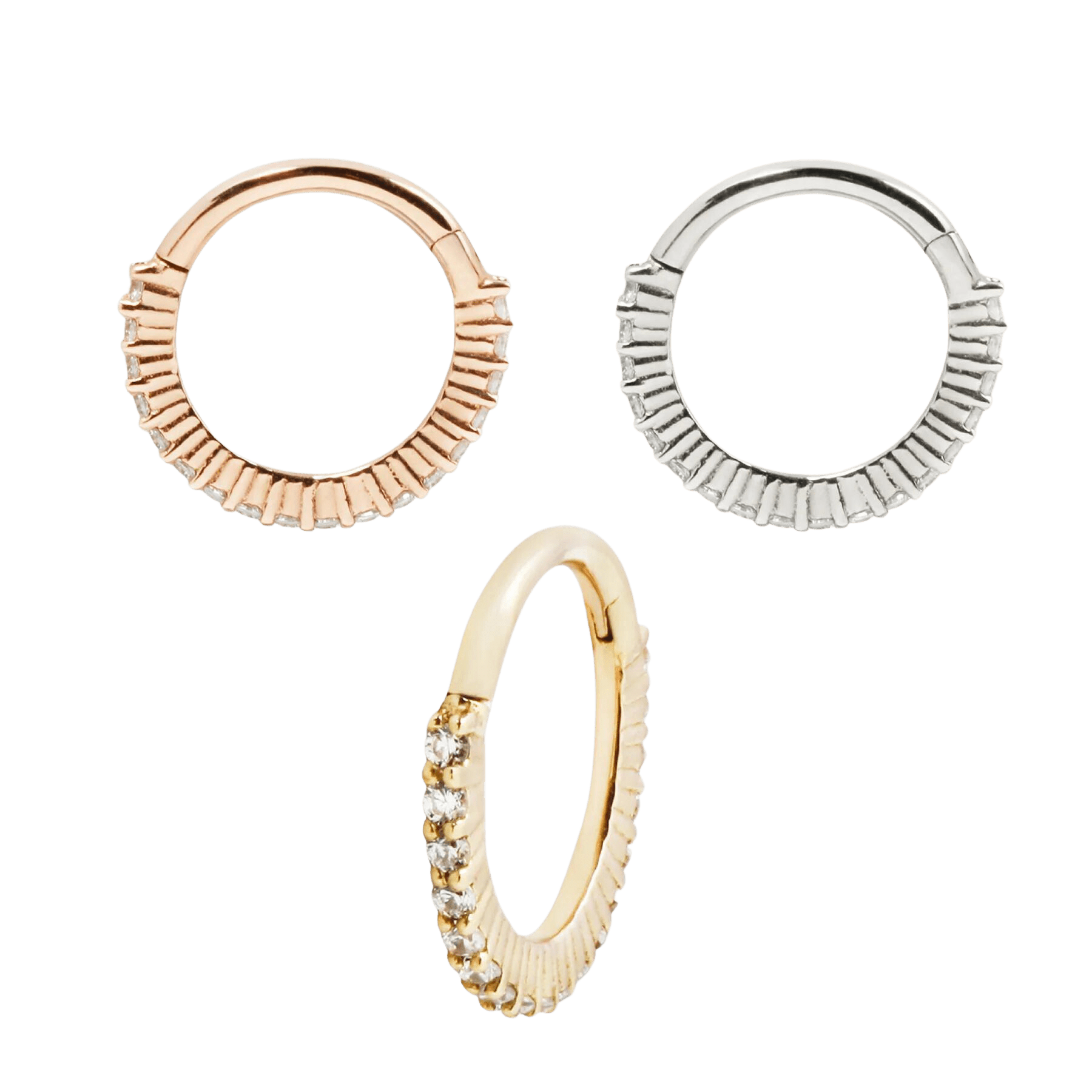 RADIANT 18G - CZ - SOLID 14KT GOLD CLICKER piercing-zone.com