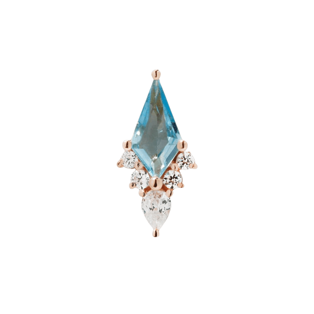 AFTERGLOW - SWISS BLUE TOPAZ + CZ - THREADLESS END piercing-zone.com