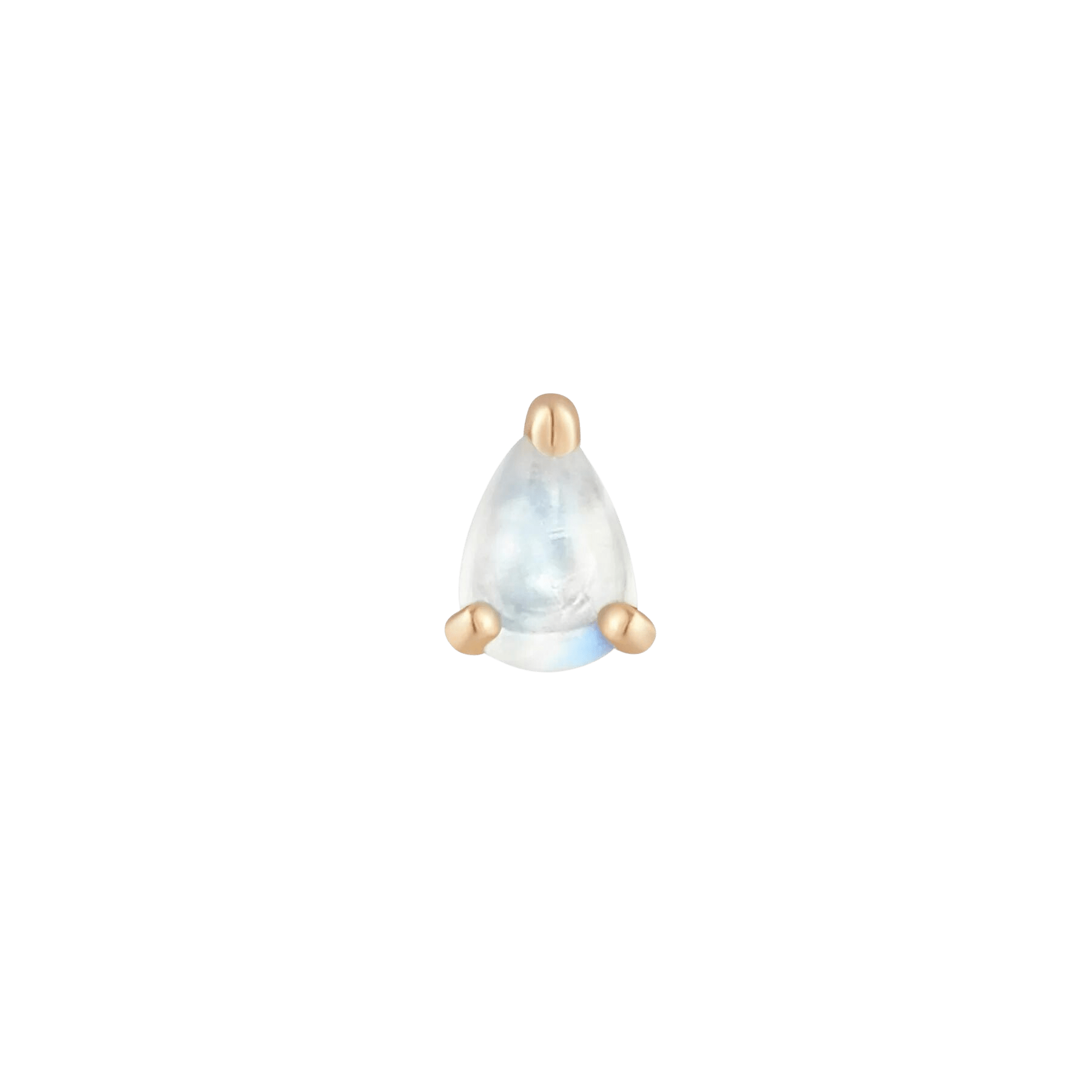 Rainbow Moonstone Pear Threadless End – 14K Gold