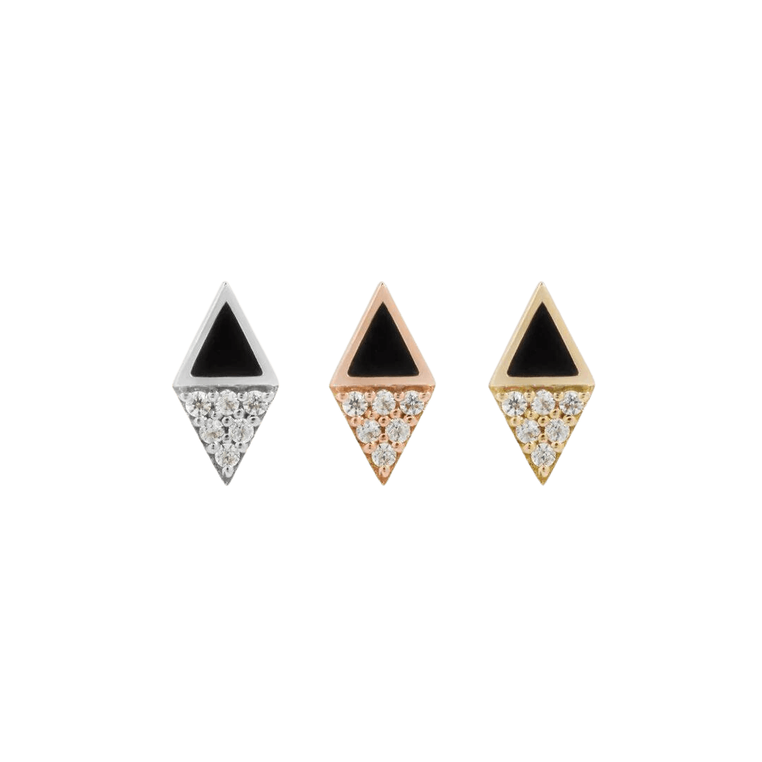 ALMOST FAMOUS - CZ + BLACK AGATE - THREADLESS END piercing-zone.com