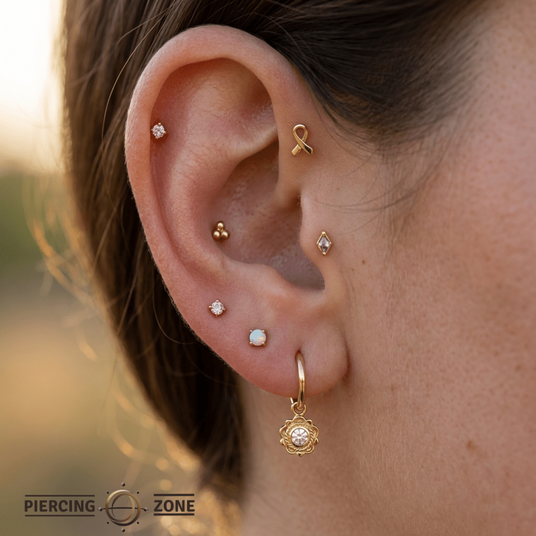 Aberdeen – 14K & 18K Gold Gemstone Charm - piercing - zone.com