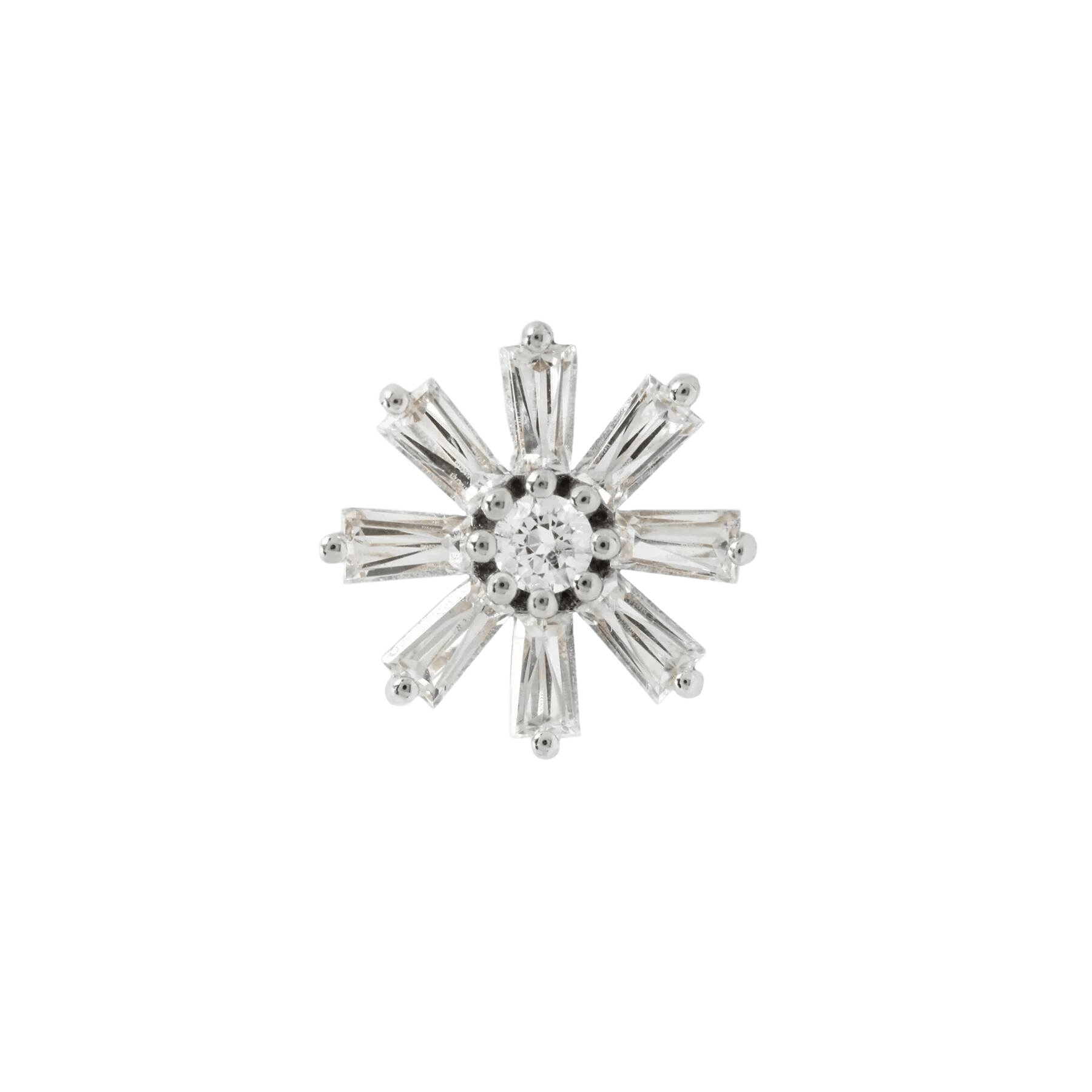 DELIAH BAGUETTE FLOWER - CZ - THREADLESS END piercing-zone.com