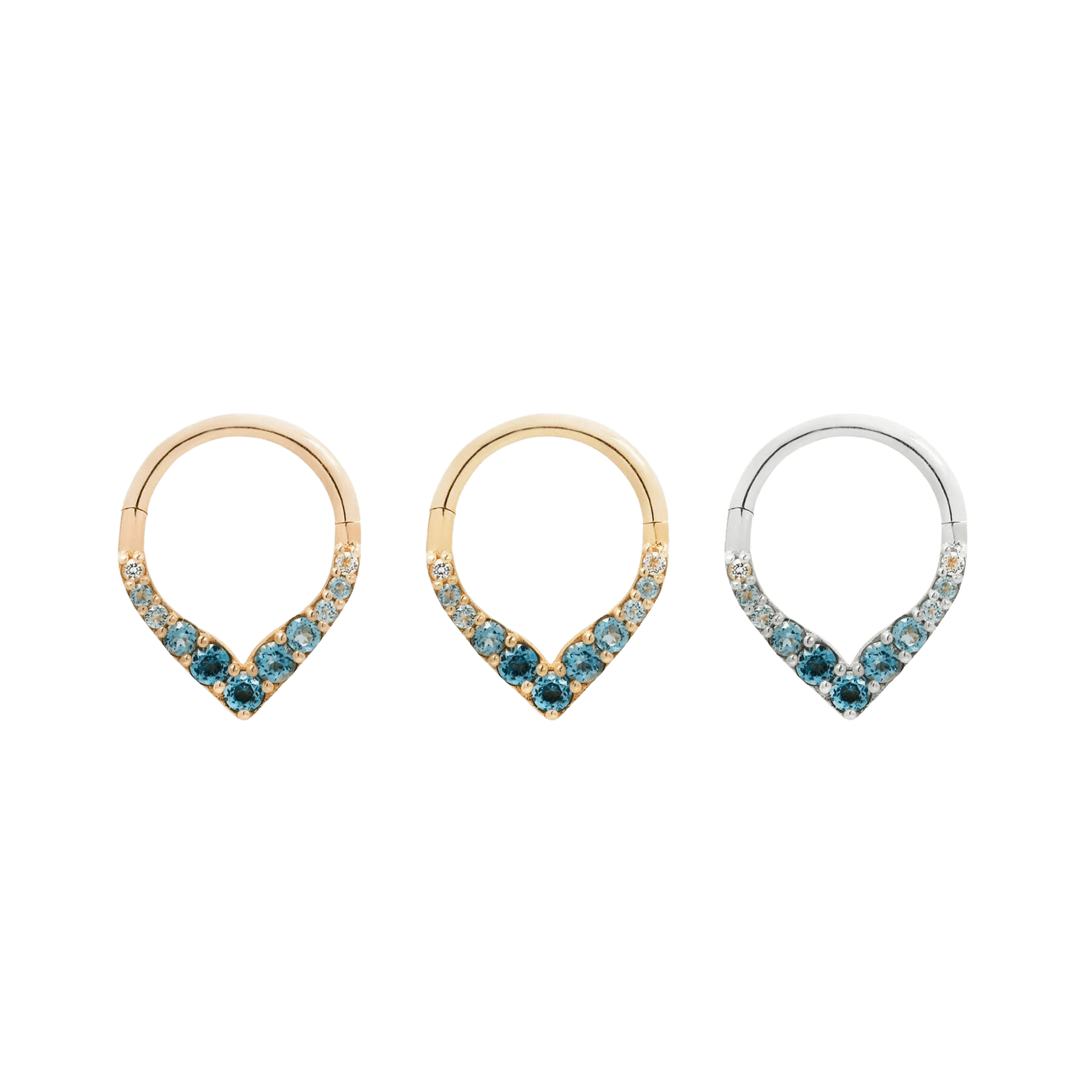 RISE + SHINE - BLUE TOPAZ OMBRE - SOLID 14KT GOLD CLICKER piercing-zone.com