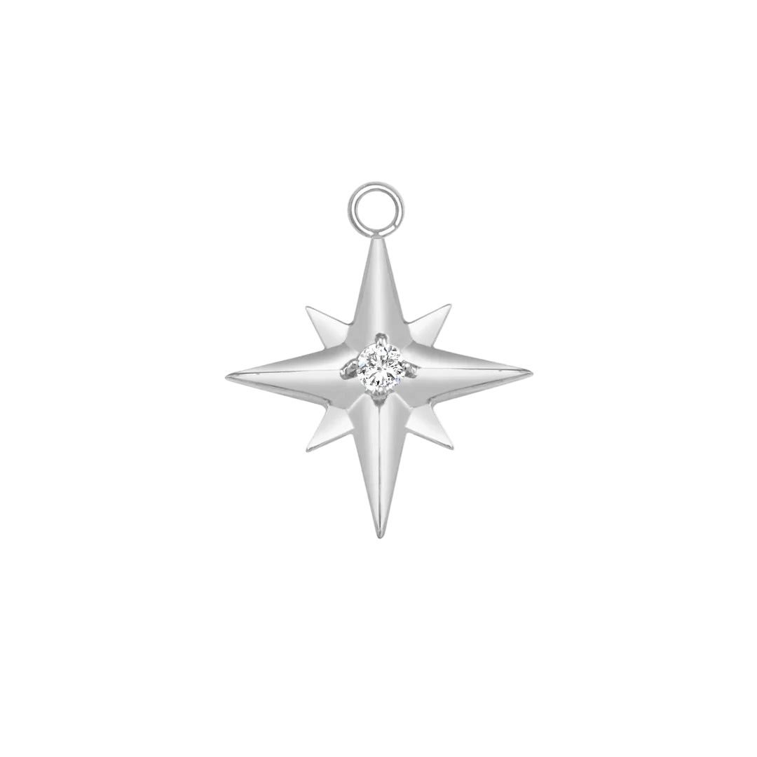 Accented Shining Star – 14K & 18K Gold Gemstone Charm - piercing - zone.com