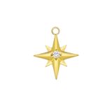 Accented Shining Star – 14K & 18K Gold Gemstone Charm - piercing - zone.com