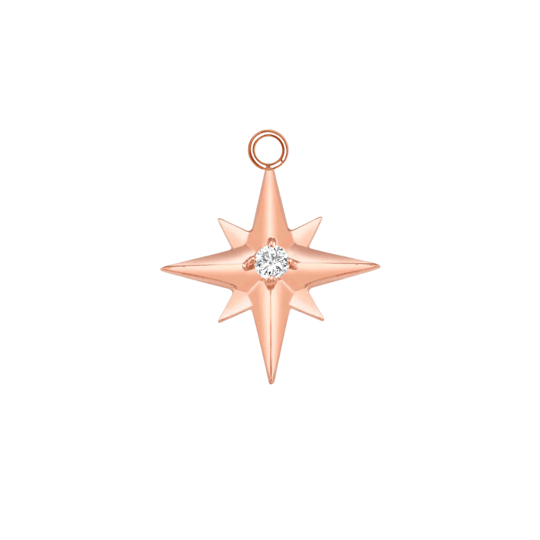 Accented Shining Star – 14K & 18K Gold Gemstone Charm - piercing - zone.com