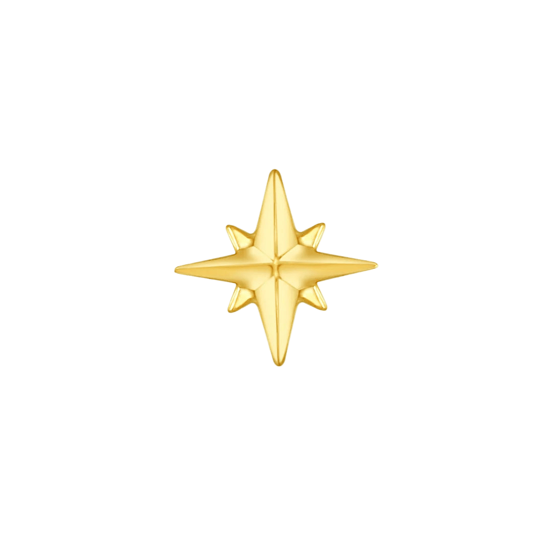 Accented Shining Star – 14K Gold Threadless & Threaded End - piercing - zone.com
