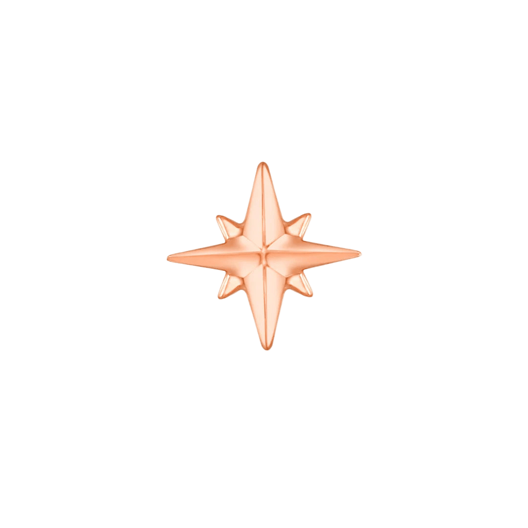 Accented Shining Star – 14K Gold Threadless & Threaded End - piercing - zone.com