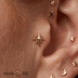 Accented Shining Star – 14K Gold Threadless/Threaded End - piercing - zone.com