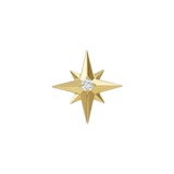Accented Shining Star with Gem – 14K Gold Threadless/Threaded End - piercing-zone.com