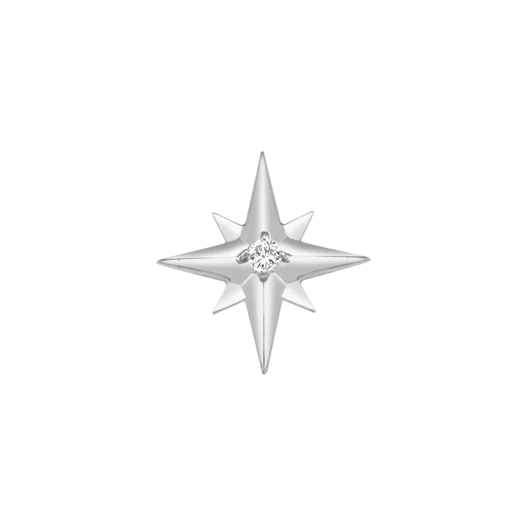 Accented Shining Star with Gem – 14K/18K Gold Radiant Threadless End - piercing - zone.com