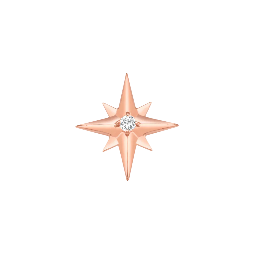 Accented Shining Star with Gem – 14K/18K Gold Radiant Threadless End - piercing - zone.com