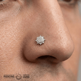 Accented Sun – 14K/18K Gold Radiant Multi - Stone Threadless End - piercing - zone.com