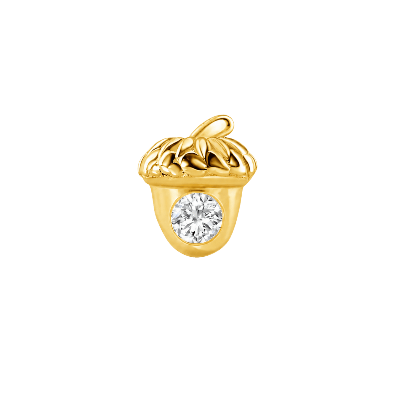Acorn with Gem – 14K Gold Threadless/Threaded End - piercing-zone.com