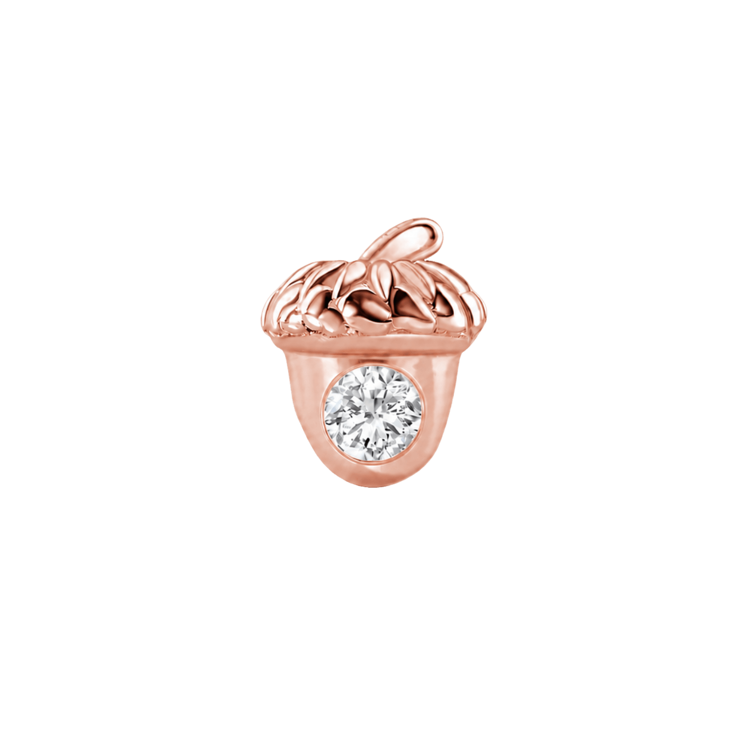 Acorn with Gem – 14K Gold Threadless/Threaded End - piercing-zone.com