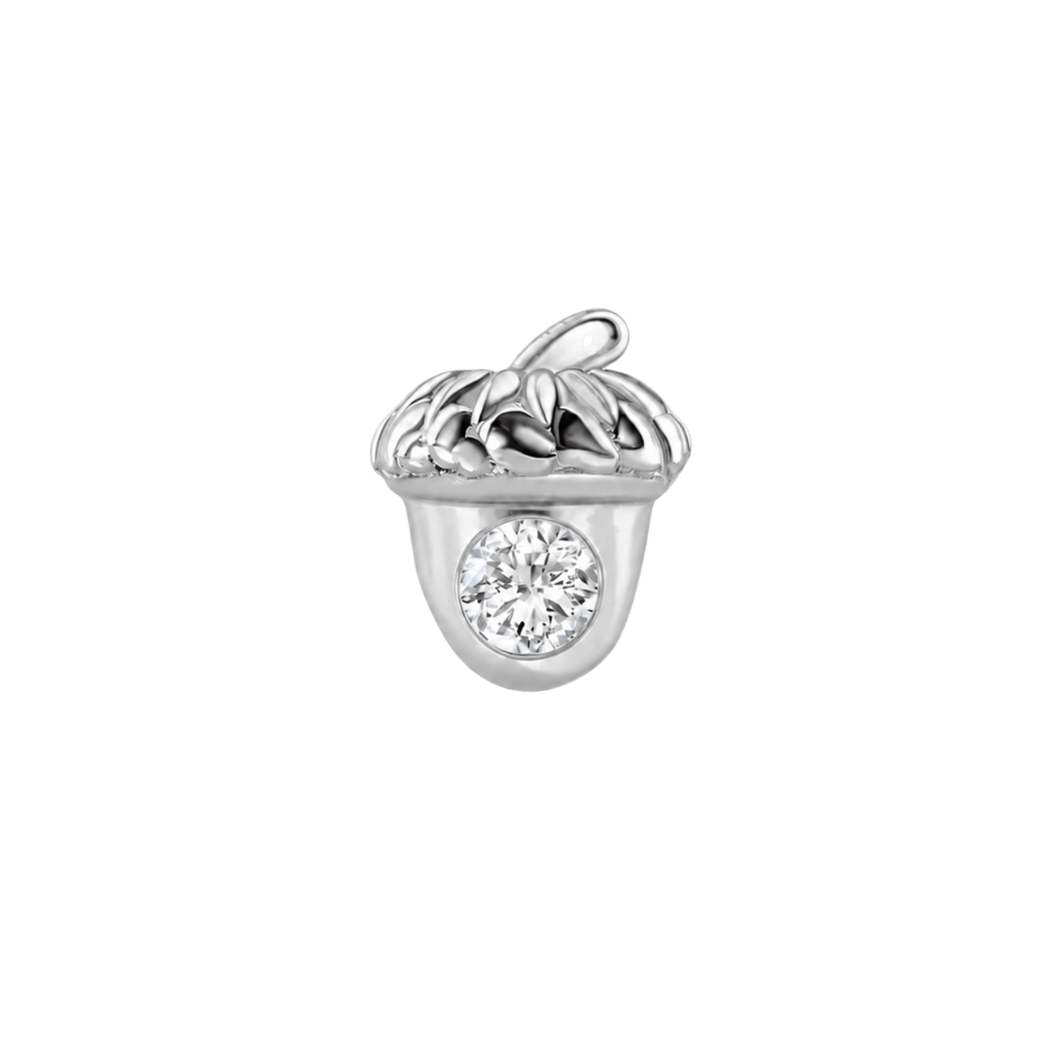 Acorn with Gem – 14K Gold Threadless/Threaded End - piercing-zone.com