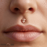 Acorn with Gem – 14K Gold Threadless/Threaded End - piercing - zone.com